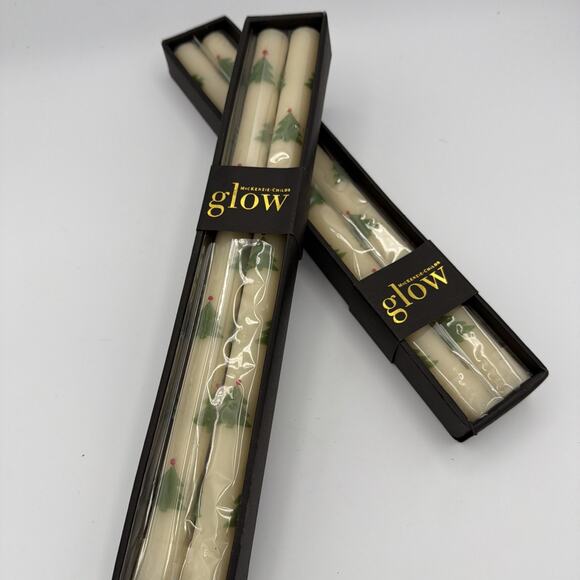 Mackenzie Childs Glow Candles Candle Stick Christmas Tree Dot Dinner Set 4 RARE - Picture 1 of 4